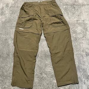 Columbia Pants Mens Large Convertible Zip Off Shorts Green Brown Nylon Hiking